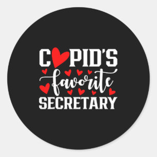 Cud's Favorite Secretary Cute Heart Valentine's Da Classic Round Sticker