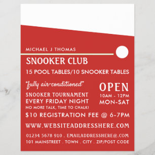 Cue Ball, Pool Club, Snooker Club Advertising Flyer