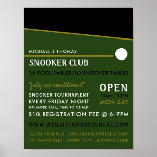 Cue Ball, Pool Club, Snooker Club Advertising Poster