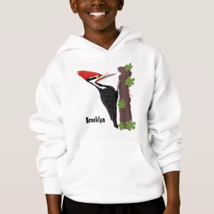 Cue funny Pileated woodpecker cartoon illustration