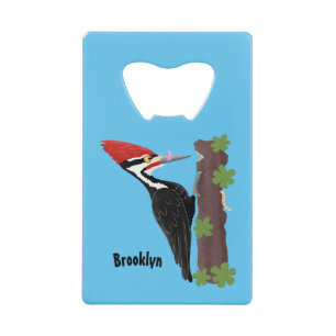 Cue funny Pileated woodpecker cartoon illustration