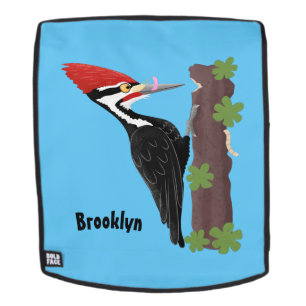 Cue funny Pileated woodpecker cartoon illustration Backpack
