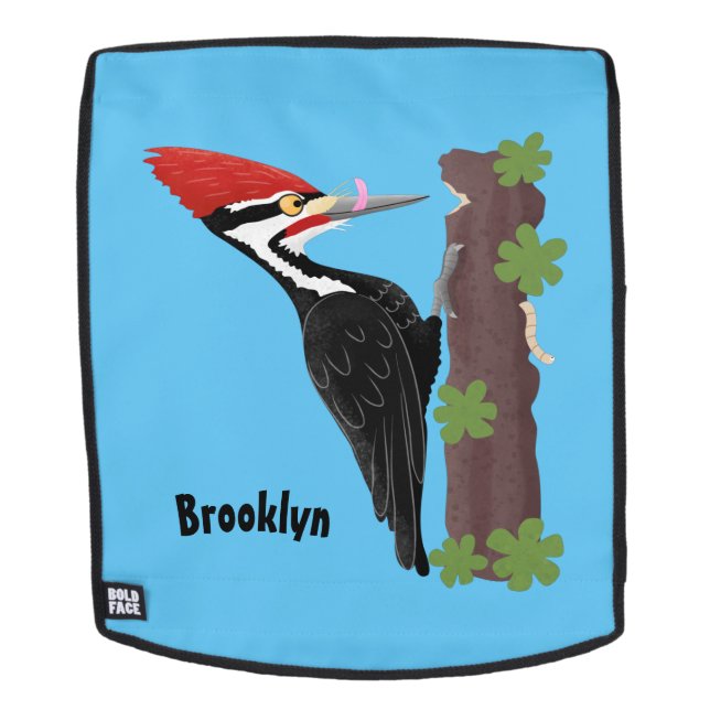 Cue funny Pileated woodpecker cartoon illustration Backpack (Removable Face)