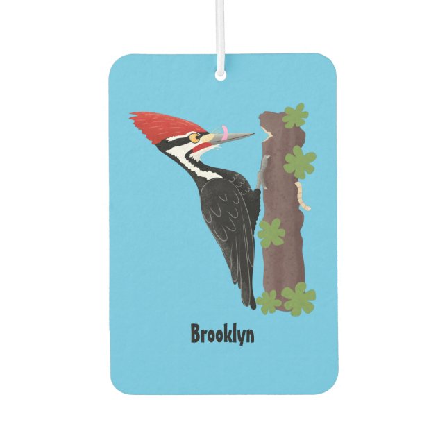 Cue funny Pileated woodpecker cartoon illustration Car Air Freshener (Front)