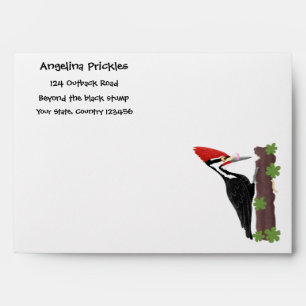 Cue funny Pileated woodpecker cartoon illustration Envelope