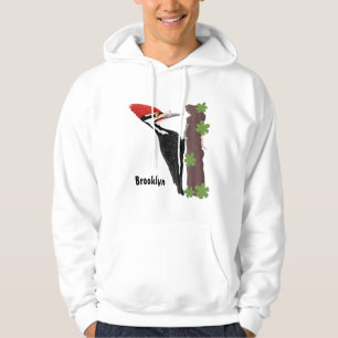 Cue funny Pileated woodpecker cartoon illustration Hoodie