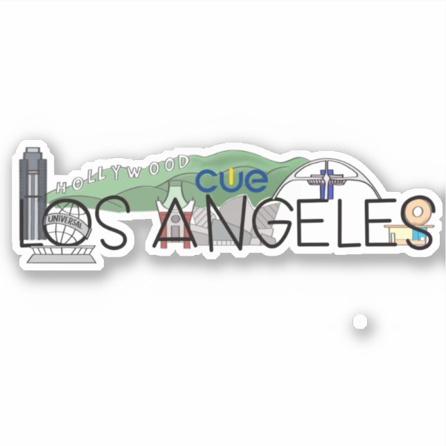 CUE Los Angeles Custom-Cut Vinyl Sticker (Front)