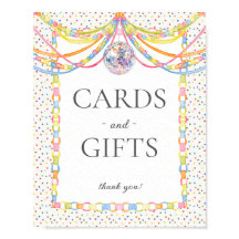 Cue the Confetti Birthday Party Card & Gifts Sign