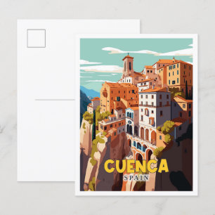 Cuenca Spain vintage travel illustration Postcard