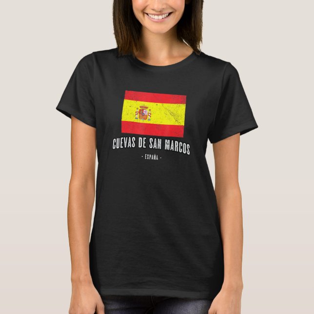 Cuevas De San Marcos Spain Es Flag City Bandera Ro T-Shirt (Front)