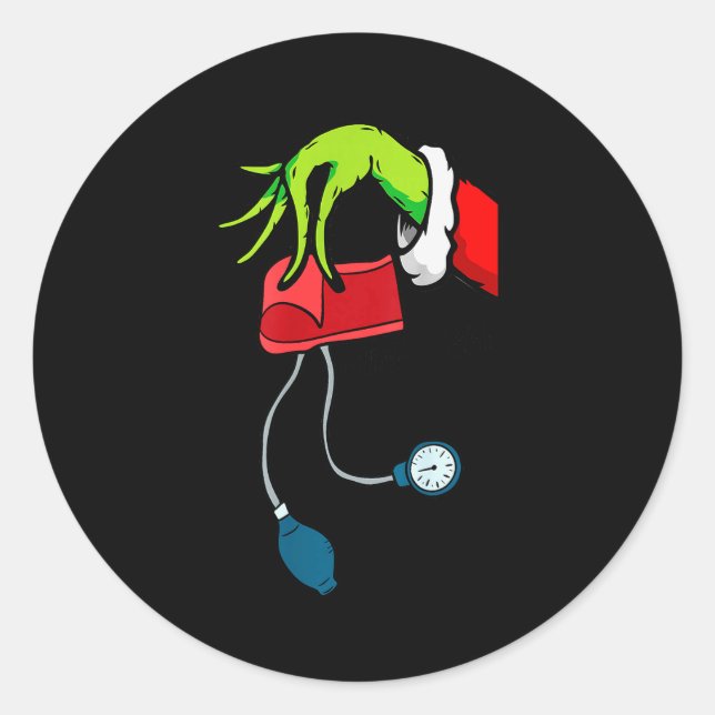 Cuff em Er Rn Icu Nurse Christmas Holiday Party Ho Classic Round Sticker (Front)