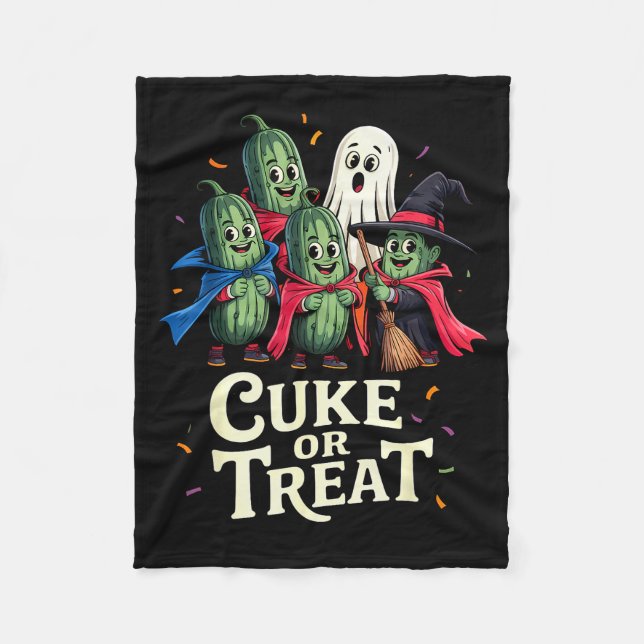 Cuke Or Treat – Funny Halloween Cuber Costume  Fleece Blanket (Front)