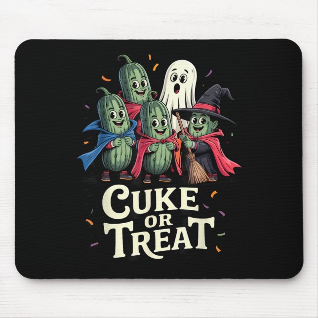 Cuke Or Treat – Funny Halloween Cuber Costume  Mouse Mat (Front)