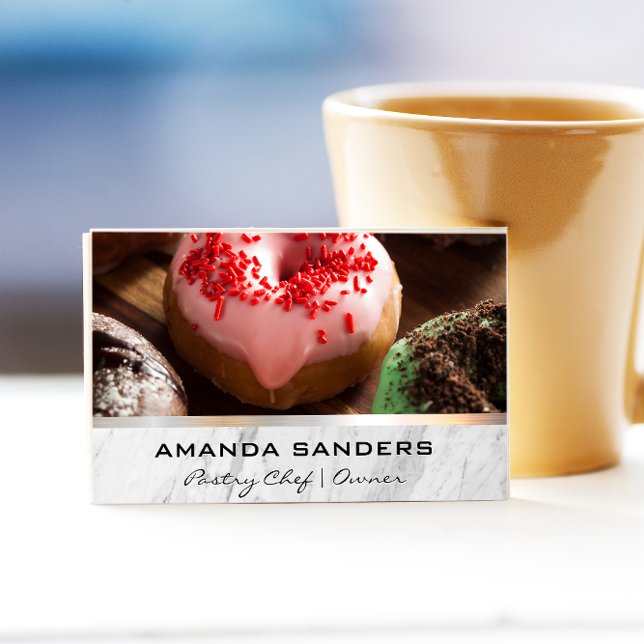 Culinary Arts | Gourmet Doughnuts on Table Business Card (Creator Uploaded)