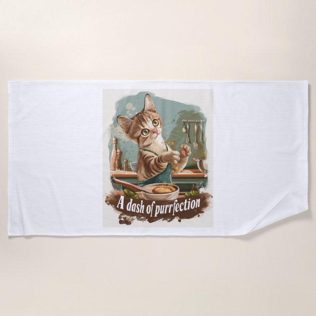 Culinary Cat Chef Beach Towel (Front)