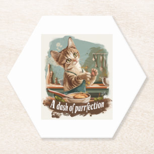Culinary Cat Chef Paper Coaster