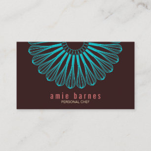 Culinary Chef Blue Whisk Logo Brown Business Card