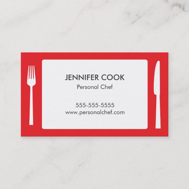 Culinary Chef Catering Red Modern Business Card (Front)