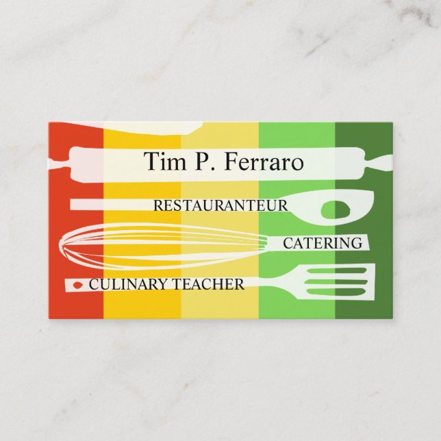 Culinary Chef Colourful Cuisine Gourmet Catering Business Card (Front)