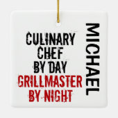 Culinary Chef Grillmaster CUSTOM Ceramic Ornament (Back)