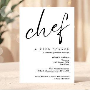 Culinary Chef Invitation Birthday Invite
