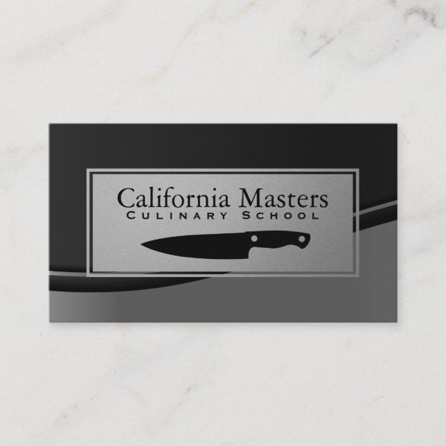 Culinary | Chef Knife | Metallic Wave Business Card (Front)