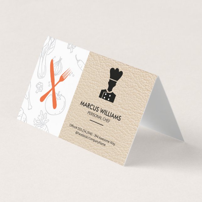 Culinary Chef | Restaurant Owner | Leather Business Card (Front)