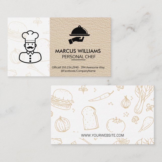 Culinary Chef | Restaurant Owner | Leather Business Card (Front/Back)