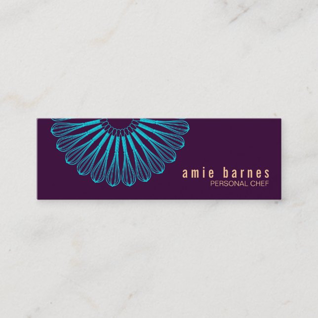 Culinary Chef Whisk Logo Purple Business Card (Front)