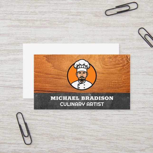 Culinary Chef | Wood | Slate Business Card (Front/Back In Situ)