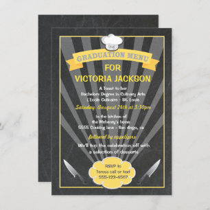 Culinary Degree Graduation Menu Party Invitation