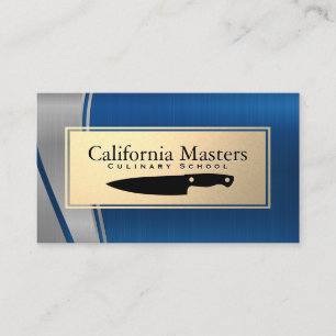 Culinary Knife Gold Blue Metallic Business Card