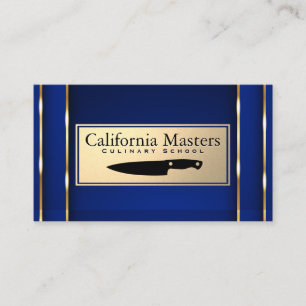 Culinary Knife   Gold Blue Metallic Business Card