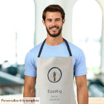 Culinary Logo Apron Customisable for Chefs<br><div class="desc">Elevate your culinary style with this Elegant Culinary Logo Ivory Apron. This apron features a minimalist logo with a plate, knife, and fork icon framed in an exquisite brushed metallic blue design element on a pristine ivory background. The restaurant name and tagline are elegantly displayed in the lower thirds using...</div>