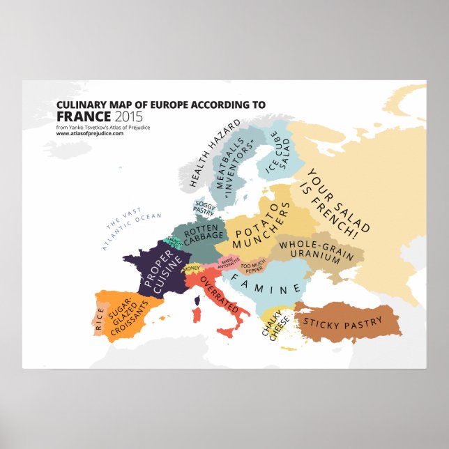 Culinary Map of Europe According to France Poster (Front)