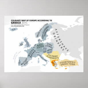 Culinary Map of Europe According to Greece Poster