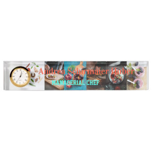 Culinary Office Chef Desk Name Plate with Food Art