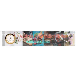 Culinary Office Chef Desk Name Plate with Food Art