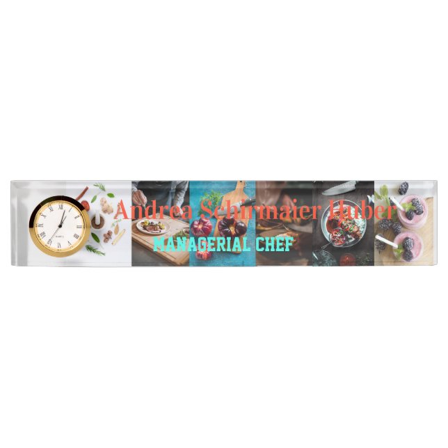 Culinary Office Chef Desk Name Plate with Food Art (Front)