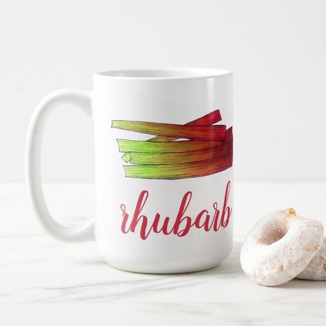 Culinary Rhubarb Stalks Vegetable Garden Food Veg Coffee Mug (With Donut)