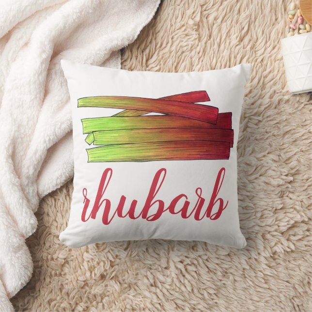 Culinary Rhubarb Stalks Vegetable Garden Food Veg Cushion (Blanket)