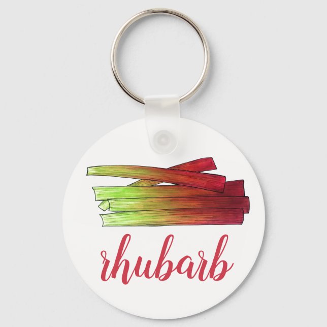 Culinary Rhubarb Stalks Vegetable Garden Food Veg Key Ring (Front)