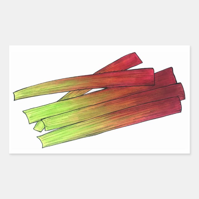 Culinary Rhubarb Stalks Vegetable Garden Food Veg Rectangular Sticker (Front)