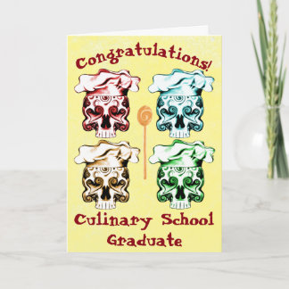 Culinary School Graduate Chef Skulls Card