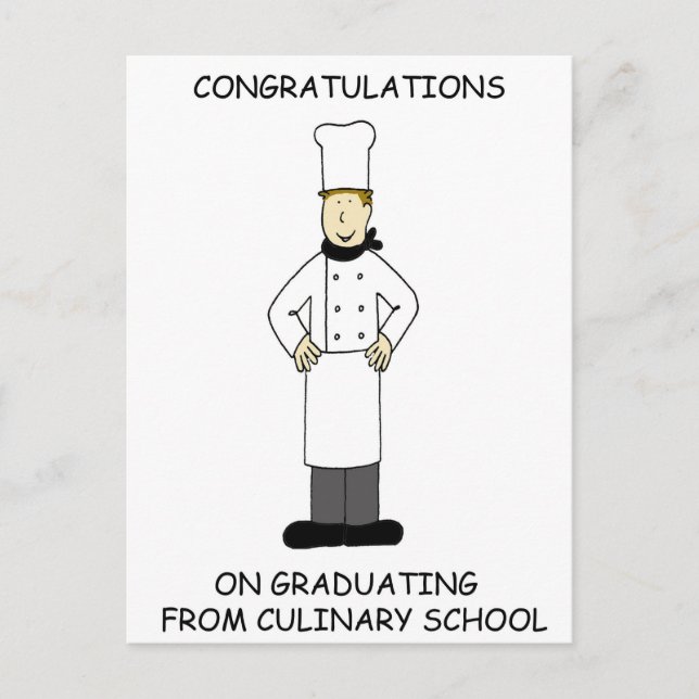 Culinary School Graduation Congratulations Male Postcard (Front)