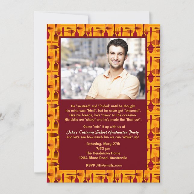 Culinary School Photo Graduation Invitation (Front)
