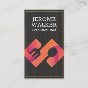 Culinary Silverware   Black Texture Business Card