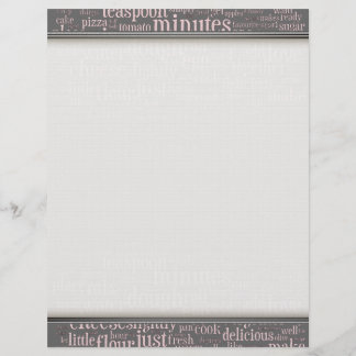 Culinary Terms Word Cloud Writing Paper
