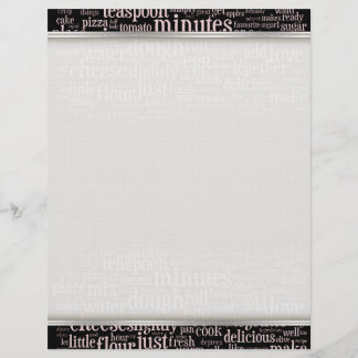 Culinary Terms Word Cloud Writing Paper