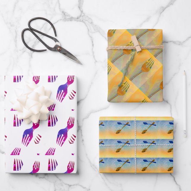 Culinary Utensils Wrapping Paper Sheets (Front)